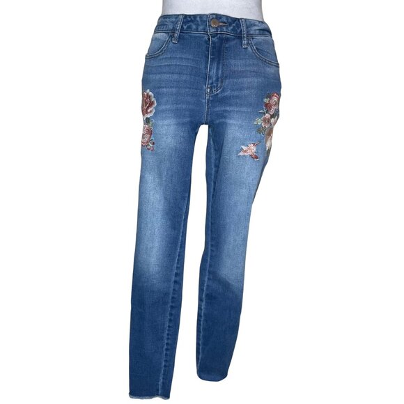 a.n.a Women's Dernim Floral Embroidered Jegging Jeans Pants Size 6 Casual - Picture 1 of 8
